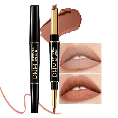 Vista 37 de evpct Juego de 1 lápiz labial y delineador de labios rojo rubí para mujer, kit mate con delineador de labios, manchas de labios duraderas