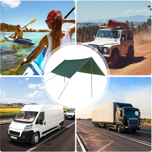 Vista 6 de Naysku Toldo lateral para automóvil, portátil, impermeable, refugio solar para automóvil, resistente al viento, a prueba de lluvia, toldo para auto