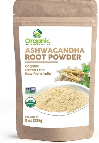 SHOPOSR - Polvo orgánico de raíz de Ashwagandha – 8 onzas | Probado en laboratorio para pureza | Bolsa de papel kraft resellable, sin OMG, ginseng