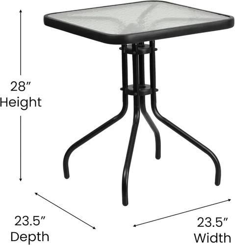 Vista 2 de BizChair Mesa cuadrada de metal de vidrio templado de 23.5