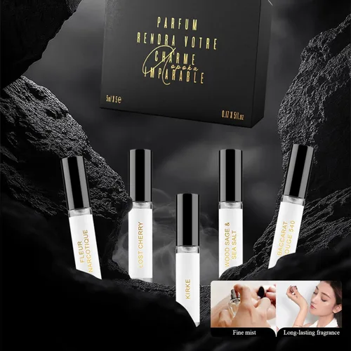 Vista 6 de Eau de Parfum - 5 fragancias de larga duración de 0.2 fl oz, juego de regalo de perfume blanco de lujo, 5 aromas únicos y duraderos para cada estado