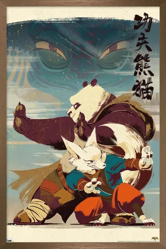 Vista 13 de Trends International Kung Fu Panda 4 - Póster de pared con postura, 22.4 pulgadas de largo x 14.7 pulgadas, versión enmarcada en madera de granero