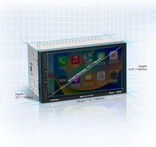 Vista 4 de BOSS Audio Systems BVCP9700A - Estéreo para automóvil - Apple CarPlay, Android Auto, doble Din, pantalla táctil de 7 pulgadas, Bluetooth, sin