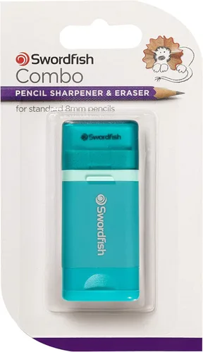 Vista 3 de Swordfish Combo Sacapuntas con bote y borrador sin desorden [Pack de 1] Turquesa [40294]