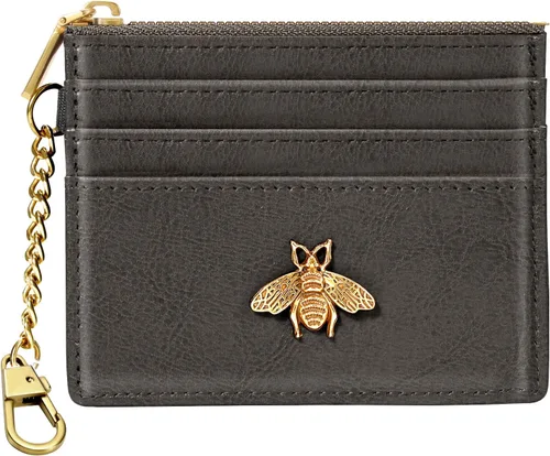Vista 21 de SEAVILIA - Cartera pequeña con llavero para mujer, con bloqueo RFID Negro