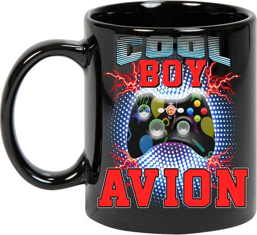 Coffee Mug Coffee Mug Personalized Name Customized Mug with Name Cool Boy Avion Game Gift for Boy, Men Love Game 11oz Black Mug 214427