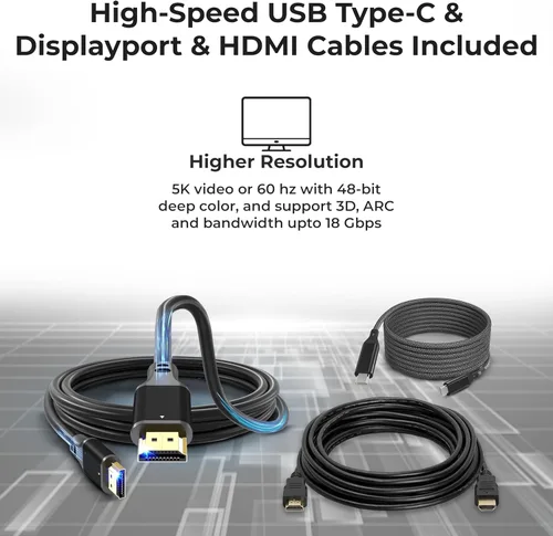 Vista 6 de Base de acoplamiento Dell Performance WD19DCS con adaptador de alimentación de 240 W (entrega de energía de 210 W) + cable HDMI + cable de puerto