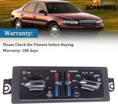 Vista 5 de NOVAPARTS 599199 Calentador A/C Interruptor de control de clima dual para 2000 2001 2002 2003 2004 2005 Buick Century 3.1L 2000-2004 Buick Regal
