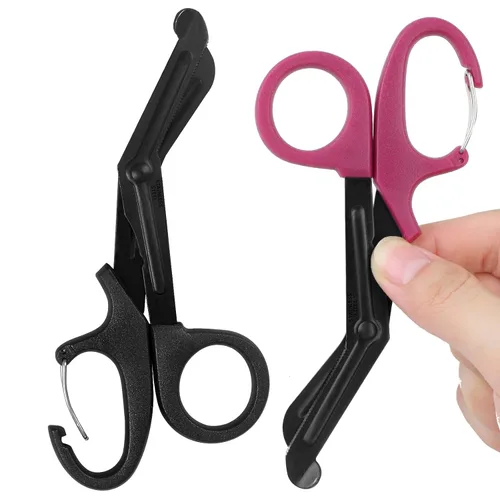 Paquete de 2 tijeras de trauma, tijeras médicas de acero inoxidable de 5.8 pulgadas, tijeras de vendaje con mosquetón, tijeras de enfermería,