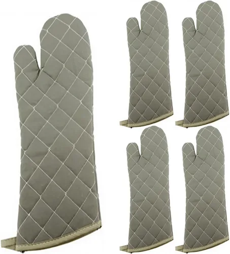 Vista 8 de Manoplas extralargas para horno, resistentes al calor, con forro de algodón, guantes gruesos para cocina, servicio de alimentos y alimentos
