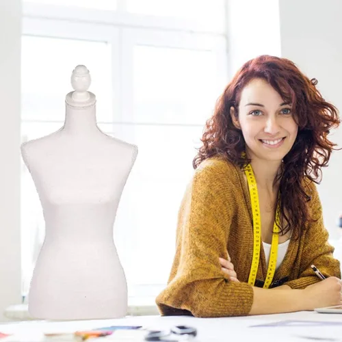 Vista 2 de FDW Maniquí 60”-67” de altura ajustable, modelo de vestido femenino, torso de soporte con trípode para ropa (blanco)