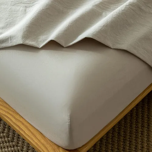 Vista 27 de MooMee Sábana bajera ajustable de solo 100% algodón lavado con textura parecida al lino, transpirable, duradera, suave, cómoda, bolsillo profundo