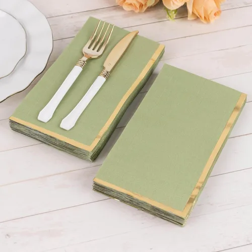 Vista 11 de Efavormart - Paquete de 50 servilletas de papel desechables de 2 capas con borde de lámina dorada, color negro