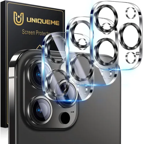Vista 31 de UniqueMe para Paquete de 3 Protectores de Lente de Cámara para iPhone 15 Pro/iPhone 15 Pro Max, [Protección contra Caídas] [Compatible con Fundas]