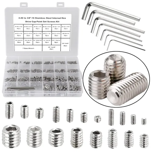 Vista 10 de 440 piezas de 22 tamaños, 4#-40 a 1/4 "-20 estándar SAE Allen cabeza hexagonal Tornillos de cabeza hexagonal, juego de tornillos hexagonales
