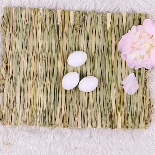 Vista 6 de Tapete de césped tejido para cama de animales pequeños, ropa de cama de conejos, juguete masticable, juguete para jugar en la cama, juguete