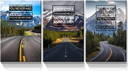 Vista 46 de Denozer - Lienzo decorativo para pared de 3 piezas - Paisaje con arte de pared inspirador para sala de estar, decoración moderna del hogar, estirado