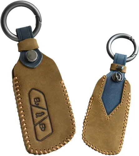 Vista 8 de KUNIO Funda para llavero de automóvil para VW Golf 8 RS Atlas Seat Leon funda protectora llavero de cuero 3 botones