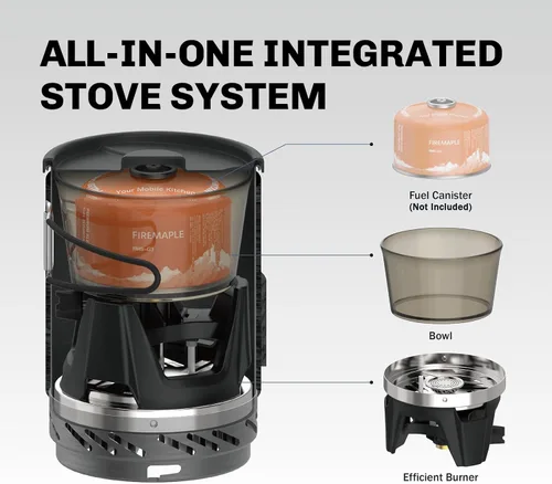 Vista 2 de Fire-Maple "Fixed Star 1" Sistema de Cocina Personal Sistema de Estufa de Quemador de Olla/Chorro con Encendido Eléctrico Ideal para Senderismo