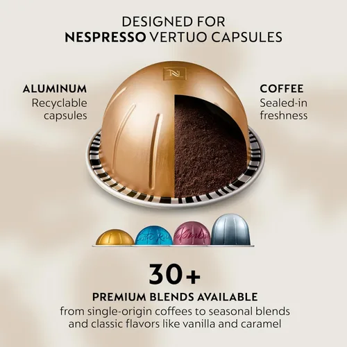Vista 3 de Nespresso Vertuo Cafetera de café y espresso de Breville, color negro mate con espumador de leche Aeroccino