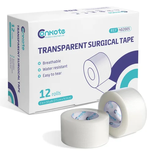 Conkote Cinta médica transparente de 1 pulgada x 10 yardas, cinta adhesiva de primeros auxilios para vendaje quirúrgico transparente para el cuidado