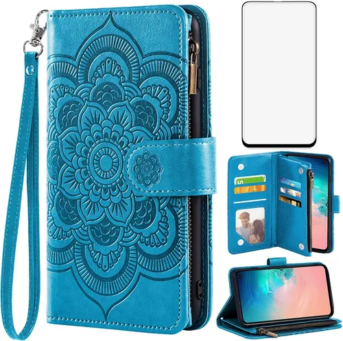 Vista 9 de Asuwish Funda de teléfono para Samsung Galaxy S10e con protector de pantalla de vidrio templado y soporte de tarjeta de crédito con ranura