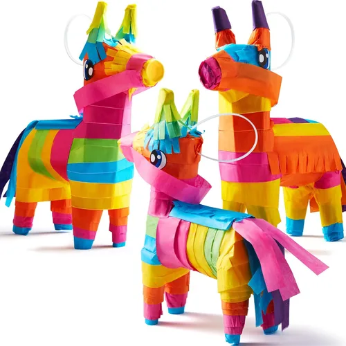 3 piezas de mini piñatas de burro de 7 x 5.5 pulgadas, color arcoíris Cinco de Mayo para diversión fiesta, taco, accesorios de fotos de eventos