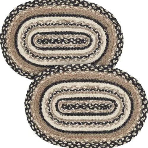 Vista 8 de VHC Brands Sawyer Mill, Dining Table Placemat, Braided Jute, Oval, Charcoal Creme, 10x15, 8 Pack 8 Pack
