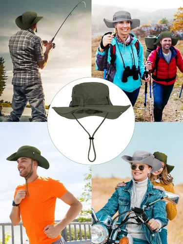 Vista 6 de Boao 2 sombreros de sol para hombres y mujeres de ala ancha Safari Bucket Hat Boonie sombrero protección UV pesca senderismo verano