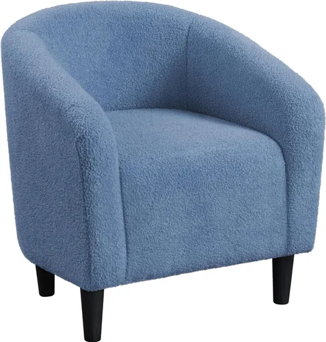 Vista 25 de Yaheetech Silla Accent tipo barril, silla de club de tela de pana, elegante sillón de sherpa peludo con acolchado suave y acogedor, adecuado