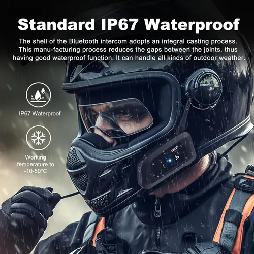 Vista 5 de EJEAS V6 Pro - Auriculares Bluetooth para motocicleta, sistema de comunicación de casco de intercomunicación para 2 conductores con respuesta