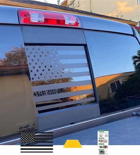 Xinghe Para Chevy Silverado GMC Sierra Chevrolet Colorado 2019-2023, calcomanía de bandera estadounidense para ventana trasera de camión, vinilo