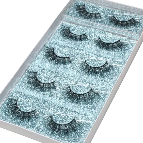 Vista 2 de DYSILK Pestañas postizas - Pestañas de visón 5 pares 6D, paquete de pestañas esponjosas, pestañas postizas de aspecto natural, pestañas postizas