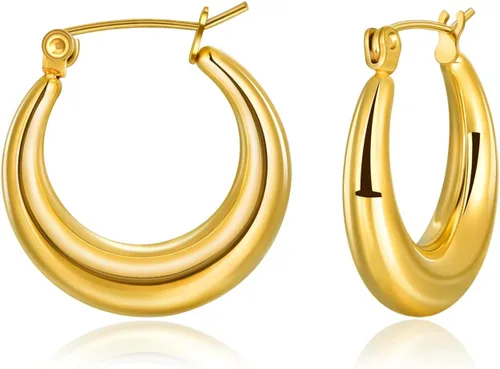 Vista 14 de CANDYFANCY Hoop Earrings for Women Trendy Chunky Gold Waterdrop Open Lightweight Hollow Earrings Papercilp Link Twisted Huggie Hoop Drop Dangle
