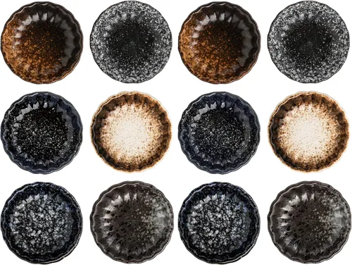 Nicunom 12 Pack Soy Sauce Dishes, Ceramic Dipping Bowls Set, 2.8 Inch Side Dishes Japanese Style Pinch Bowls Seasoning Dish for Ketchup, BBQ, Sushi,