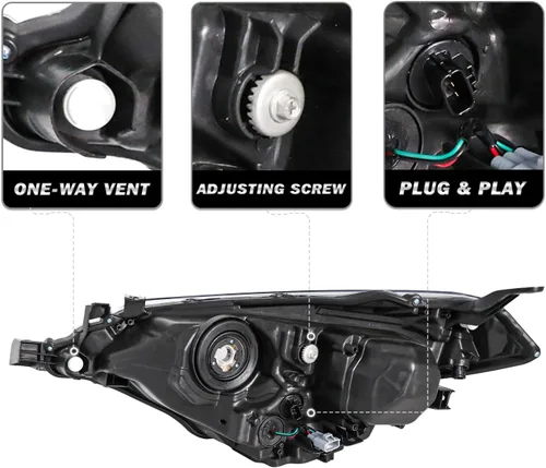 Vista 3 de SOCKIR Conjunto de faros delanteros para 2014 2015 2016 Toyota Corolla Base/CE/C/LE Eco/LE/L/S Plus/S/Sedan de 4 puertas. Proyector LED de repuesto