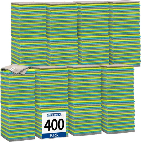 FIXSMITH Paquete de 400 toallas multifuncionales, paños de limpieza de microfibra de 12 x 16 pulgadas, trapos de limpieza altamente absorbentes,