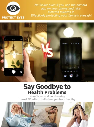 Vista 8 de CRLight Bombilla LED Edison regulable de 8 W, equivalente a 800 lúmenes, 3200 K, blanco suave, E26, vintage, transparente, ST64, bombillas LED