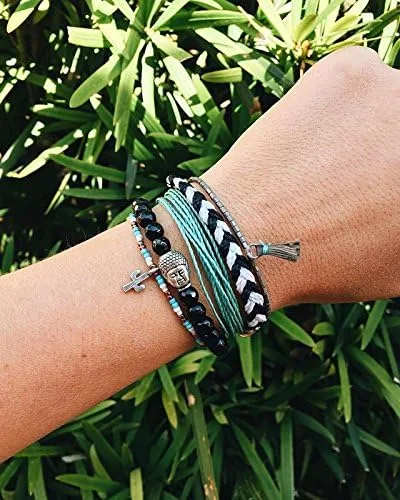 Vista 5 de Pura Vida - Pulsera sólida 100 % impermeable, hecha a mano con dije revestido y correa ajustable