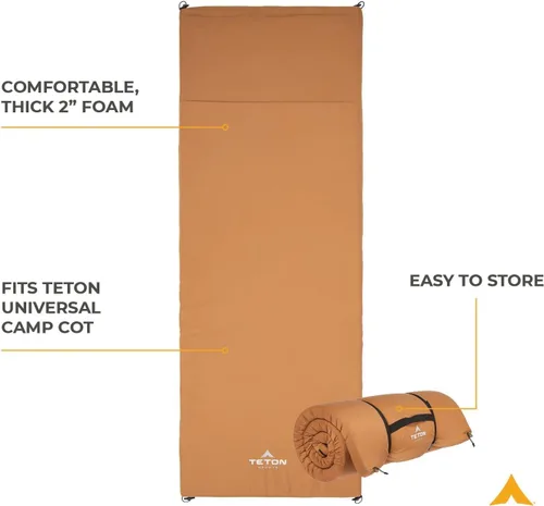 Vista 3 de Teton Outfitter Sleeping Pad for Cot, Extra Thick Comfortable Camping Mattress for Adults, Portable Roll-Up Camp Pad, Durable Foam Cushioning