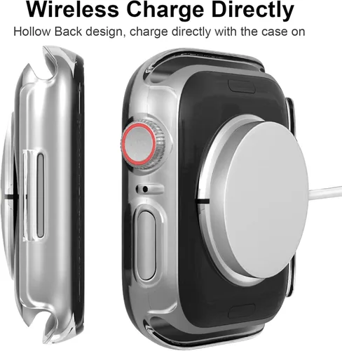 Vista 5 de Cuteey Juego de 2 para Apple Watch Series 9 Series 9 7 Funda Protectora de Pantalla de Privacidad 45mm, Protector de Vidrio Anti-Espía de PC Duro