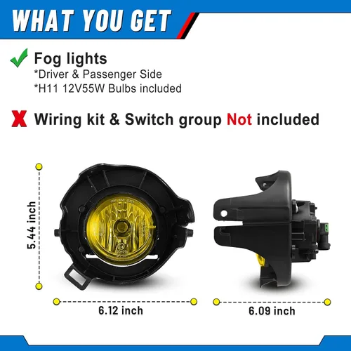 Vista 3 de Luces antiniebla para Nissan 2005-2009 Frontier / 2005-2012 Pathfinder Lámparas Asamblea Conductor Pasajero Reemplazo Amarillo Ámbar