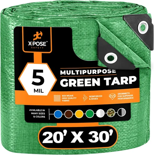 Vista 128 de Xpose Safety - Lona de polietileno ligera azul – Funda protectora multiusos, paño de goteo – duradero, impermeable, resistente a la intemperie