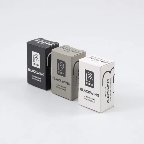 Vista 4 de Blackwing Sacapuntas de punta larga de dos pasos, color blanco, cuchillas de acero alemán, paquete de 1