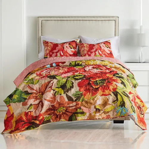 Vista 6 de Benjara Dahl - Juego de edredón de 3 piezas, 2 fundas de almohada, relleno de poliéster, multicolor