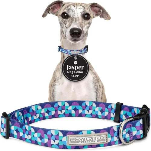 Vista 24 de Lucky Love Dog - Collar de perro ajustable con hebilla de fácil clic para pequeños a grandes, duradero y cómodo para perros machos y hembras, collar