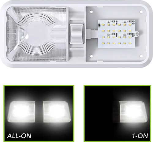 Vista 4 de Leisure LED - Aplique de luz LED para techo de RV con doble cúpula y interruptor de encendido/apagado para iluminación