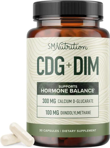 D-glucarato de calcio con suplemento DIM para desintoxicación de estrógenos y equilibrio hormonal para mujeres y hombres | Desintoxicación y