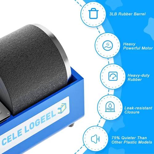 Vista 3 de Máquina de pulido de rocas eléctrica Leegol - Pulidor de rocas de tambor único de 3LB (barril único)