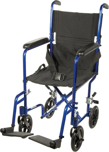 Vista 5 de Drive Medical Silla de ruedas de transporte de aluminio ligera de lujo, color negro, 17 pulgadas
